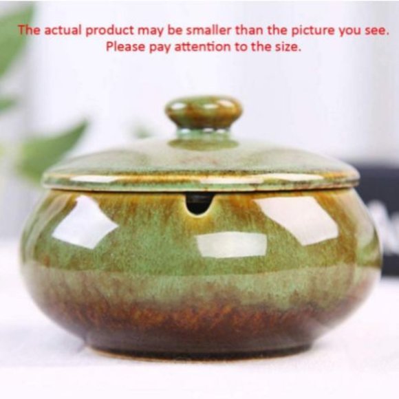 Ceramic Ashtray with Lids, Windproof - Picture 2 of 3